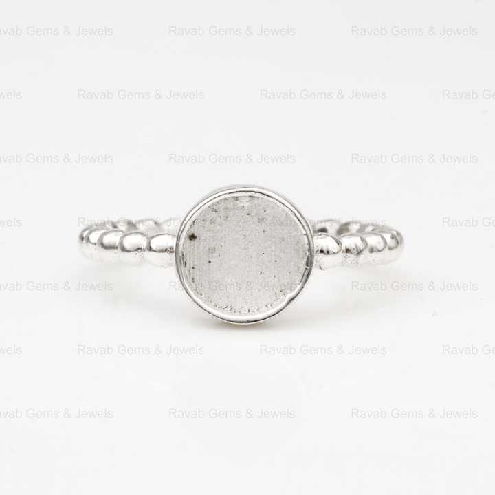 Superb 925 Silver 8mm Round Granulation Eternity Band Semi Mount Blank Bezel Setting Ring for Keepsake Breastmilk DIY Jewelry