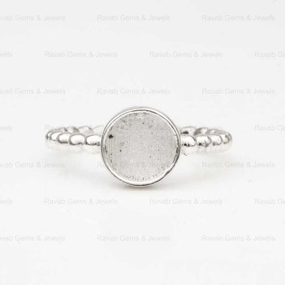 Superb 925 Silver 8mm Round Granulation Eternity Band Semi Mount Blank Bezel Setting Ring for Keepsake Breastmilk DIY Jewelry