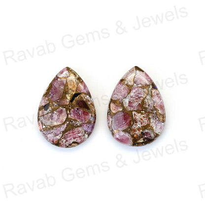 Top Rare Quality 12x16mm Mohave Pink Ruby Copper Pear Shaped Hand Polish Gemstone for Making 14k Gold Handmade Fine Jewelry