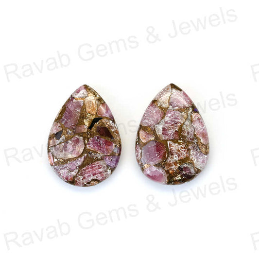 Top Rare Quality 12x16mm Mohave Pink Ruby Copper Pear Shaped Hand Polish Gemstone for Making 14k Gold Handmade Fine Jewelry