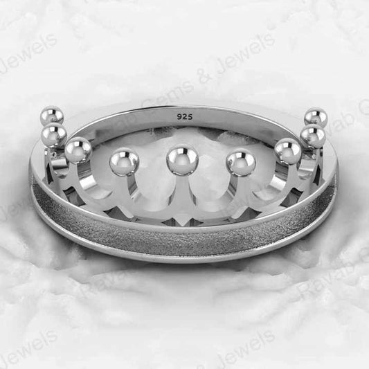925 Silver Princess Crown Semi Mount Blank Bezel Setting Channel Ring Good for Ashes & Resin Work Keepsake Breastmilk Jewelry