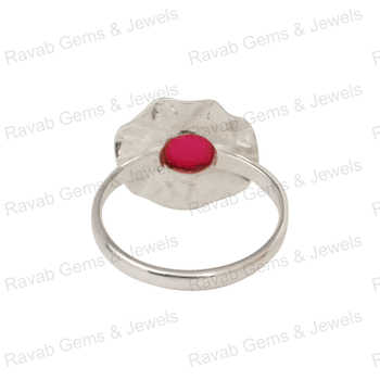 Superb Quality Handmade 10mm Ruby Quartz Ring Solid 925 Sterling Silver Twisted Bezel Setting Hammered Finish Unisex Parties
