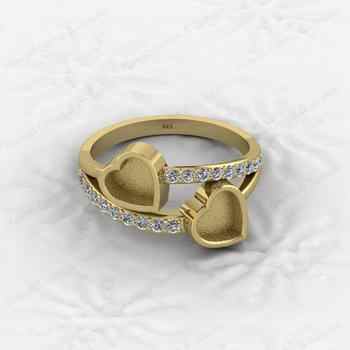 925 Silver Sterling Double 6x6mm Heart CZ Semi Mount Blank Setting Ring for DIY Jewelry Good Resin Ashes Work Keepsake