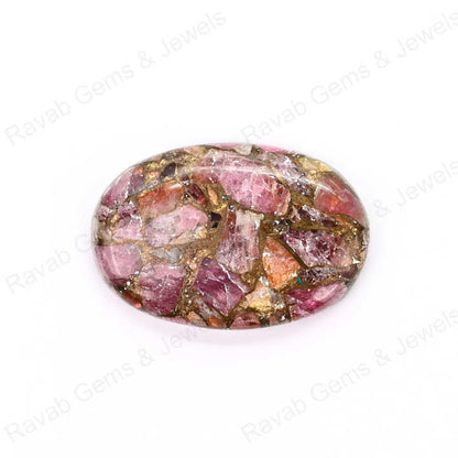Top Selling 20x30mm Mohave Ruby Composite Copper Cabochons High-Polished Quartz Gemstone Smooth Oval Shape Jewelry Making