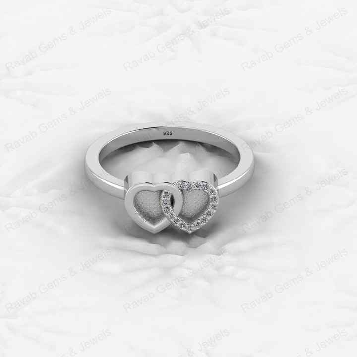 Best Quality 925 Silver Double Heart With CZ1mm Semi Mount Blank Setting Eternity Ring for Breastmilk Keepsake Fine Jewelry