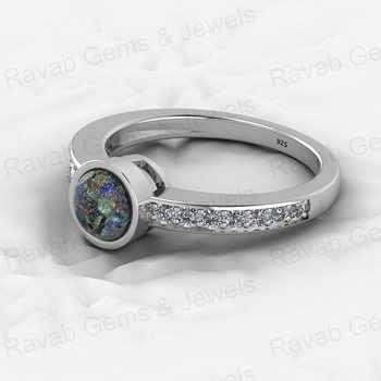 Top Selling 18K Gold Filled Women's Fine Fashion Ring 7mm Genuine Azurite Malachite Gemstone Solid 925 Sterling Silver Party