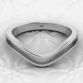 Genuine 925 Sterling Silver Chevron Semi Mount Ring Good Resin Ashes Work Keepsake Cremation Jewelry With Blank Setting