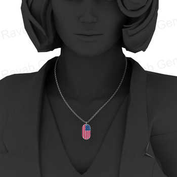 Top Trending 925 Sterling Silver USA American Flag Pendant Necklace Customized Genuine CZ Diamond Enamel Fine Pendants Charms