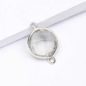 925 Sterling Silver Charm Connector Handmade 12mm Natural Crystal Quartz Bezel Pendant Fine Pendants & Charms Wholesale Supply