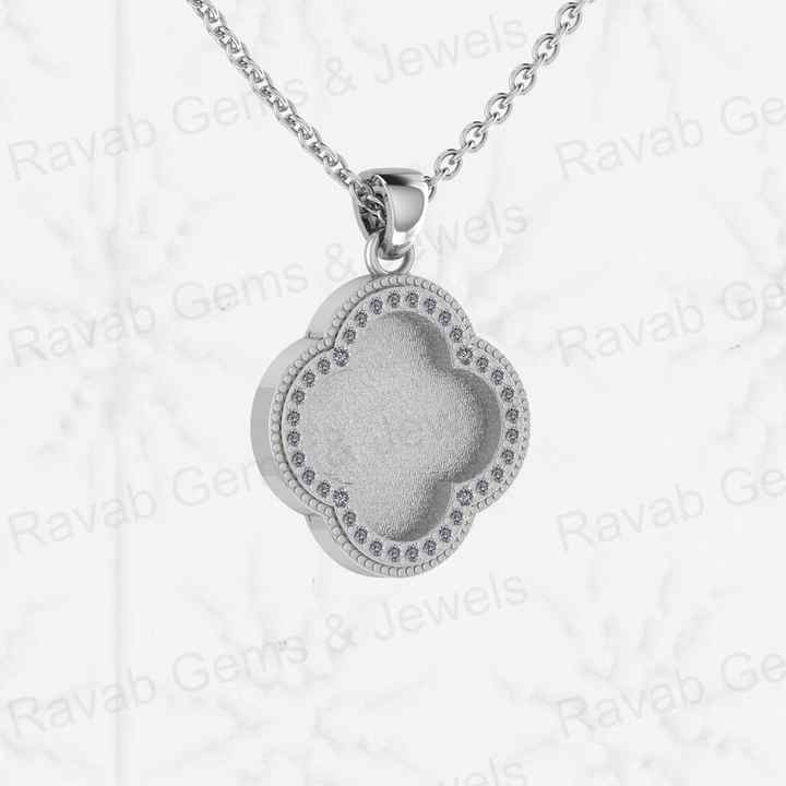 Genuine 925 Silver 12mm Clover Semi Mounting Blank Setting Bezel Resin Breastmilk Keepsake Pendant Jewelry Findings & Components