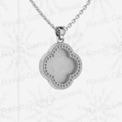Genuine 925 Silver 12mm Clover Semi Mounting Blank Setting Bezel Resin Breastmilk Keepsake Pendant Jewelry Findings & Components