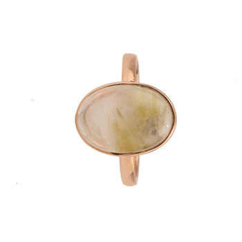 Top Selling Oval Natural Golden Rutile 10x14mm Gemstone Jewelry Solid Silver High Polish Rose Gold Plated Dainty Ring for Women