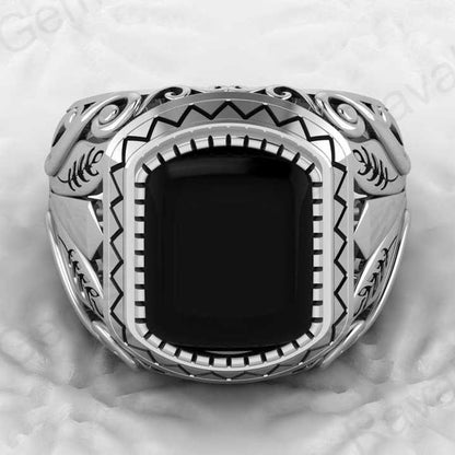 Best Selling Solid 925 Sterling Silver 10x14mm Black Onyx Designer Signet Stylish Ottoman Ring for Men Customized Jewelry