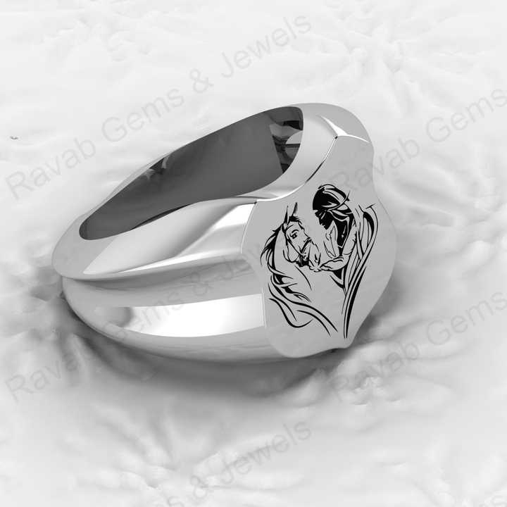 Top Selling Christmas Sale Solid 925 Sterling Silver Girl Love Horse Logo Ring Unique Designer Unisex Handmade Fine Jewelry