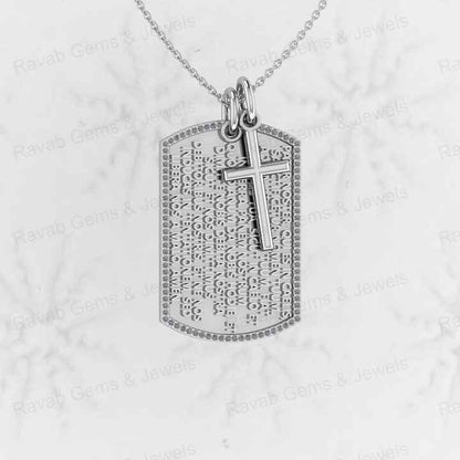 Best Selling 925 Silver With CZ Engraved Lords Catholic Prayer Crucifix Religious Cross Charm Pendant for Christian Fine Jewelry