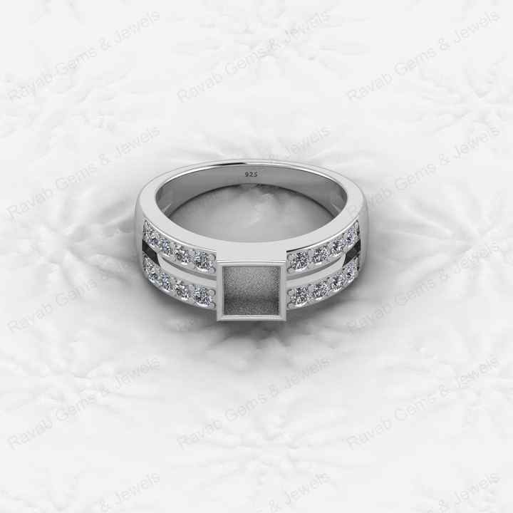 Top Quality 925 Silver 7X7mm Double Band With CZ Semi Mount Blank Setting Ring Good for Resin & Ashes Work Keepsake DIY Jewelry