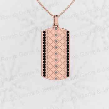 New Arrival Solid 925 Sterling Silver Sturdy Vertical Black & White CZ Pendant With 18 Inch Handmade Ethnic Style Chain Women