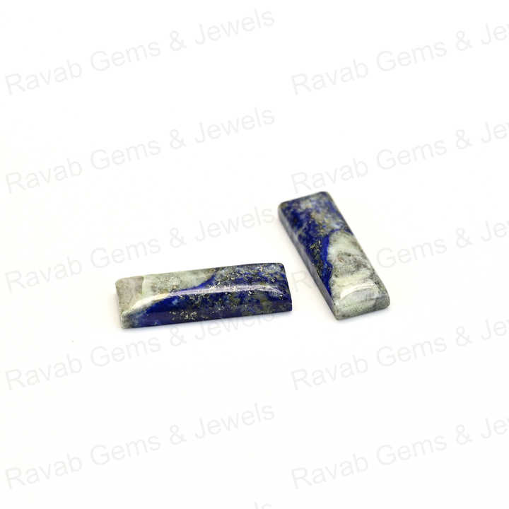 Best Selling 6x18mm Lapis Lazuli Composite Copper Cabochons High-Polished Gemstone Smooth Rectangle Shape for Jewelry Making