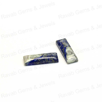 Best Selling 6x18mm Lapis Lazuli Composite Copper Cabochons High-Polished Gemstone Smooth Rectangle Shape for Jewelry Making