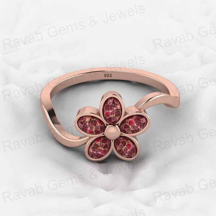 Best Selling Genuine 925 Sterling Silver Pink Ruby Copper Oval Gemstone Bezel Setting Wide Mobius Ring for Custom Jewelry