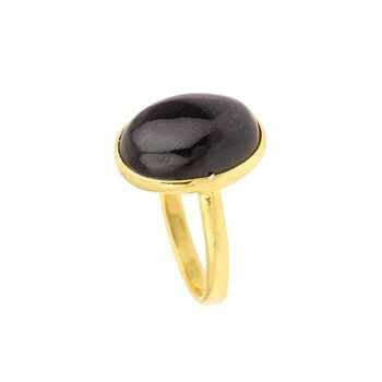 Handmade 925 Sterling Silver Fine Ring Women 18K Gold Plated Blue Sandstone Synthetic Gemstone 10x14mm Oval Unique Design