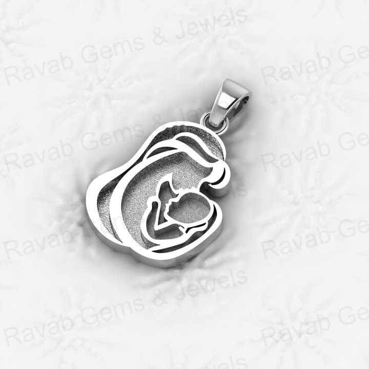 Solid 925 Sterling Silver 25mm Mother Kissing Baby Semi Mounting Bezel Charm Pendant Setting for Resin & Ashes Keepsake Jewelry