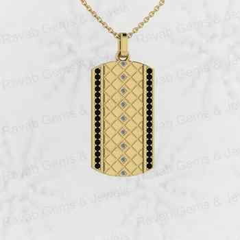 New Arrival Solid 925 Sterling Silver Sturdy Vertical Black & White CZ Pendant With 18 Inch Handmade Ethnic Style Chain Women