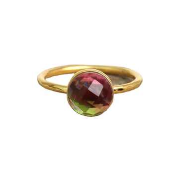 Solid 925 Sterling Silver Bio Color Tourmaline Hydro Quartz Checker Cut Bezel Setting Ring Women's Vintage Handmade Fine Jewelry