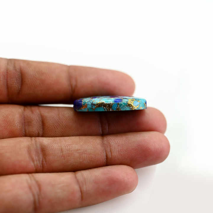 Top Quality Blue Copper Turquoise 20x30mm Oval Shape Flat Back Calibrated Loose Gemstone Cabochon for Making 18k Gold Jewelry