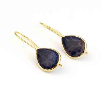 Best Quality Solid 925 Sterling Silver Fine Dangle Earrings 12x16mm Sodalite Drop Bezel Handmade for Women Wedding Party Gift