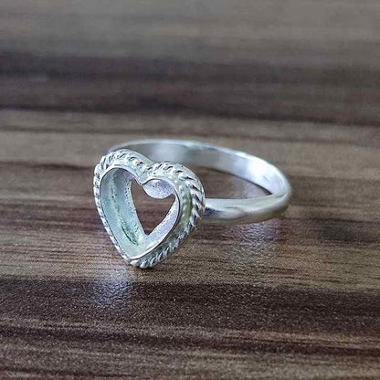Top Quality Genuine 925 Sterling Silver Heart Shape 7mm Semi-Mount Blank Setting Empty Ring For Women Fine Handmade Jewelry