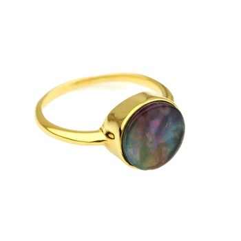 Best Selling 18K Gold Plated 12mm Multi-Abalone Quartz Stone Ring Trendy Unisex Fine Jewelry Graduation Parties Sterling Silver