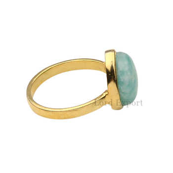 18K Rhodium 12mm Natural Green Amazonite Stone Lovely Heart Shape Ring for Women 925 Sterling Silver Gemstone Bezel Jewelry