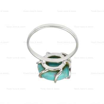 Top Selling 925 Sterling Silver Women's Ring New Design 12mm Kingman Arizona Turquoise Gemstone 6 Prong Setting Dainty Fine