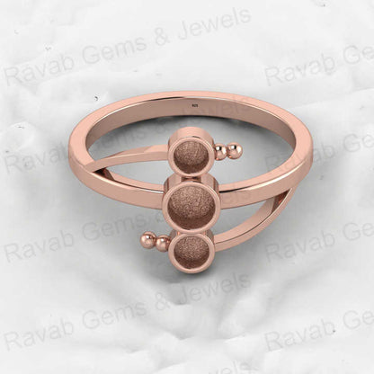 925 Solid Sterling Silver 3-4mm Round Semi Mount Blank Setting Bubble Ring for Breastmilk & Keepsake Resin Ceramic Jewelry