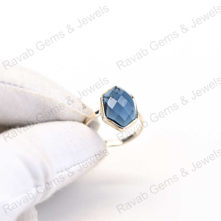 Best Selling Solid 925 Sterling Silver Neon Apatite Hydro Quartz Checker Cut Setting Ring for Women Fine Handmade Jewelry