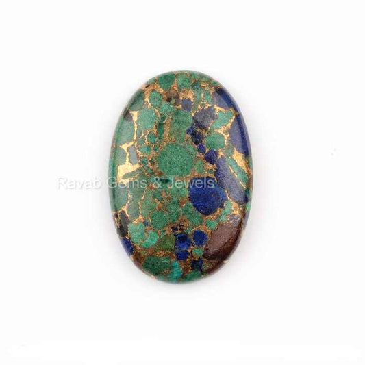 High Quality Genuine Azurite Copper Composite 20x30mm Smooth Oval Shape Wholesale Lot Cabochon Loose Gemstone for Making Jewelry
