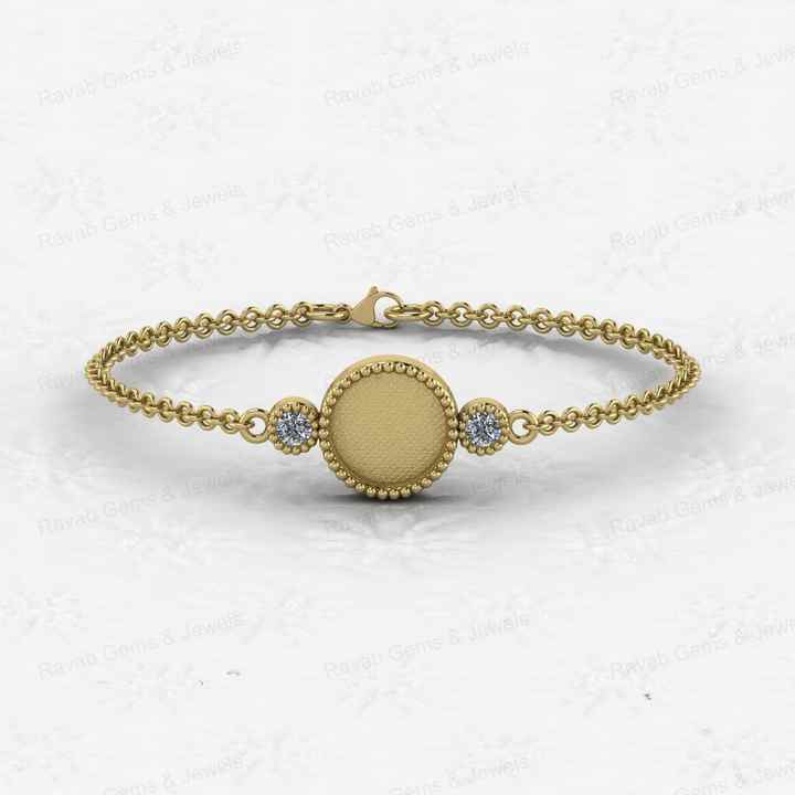 High Quality 925 Silver 18K Gold 10mm Round Coin Bezel Cup Base Semi Mount Setting CZ Chain Bracelet Jewelry Findings Components