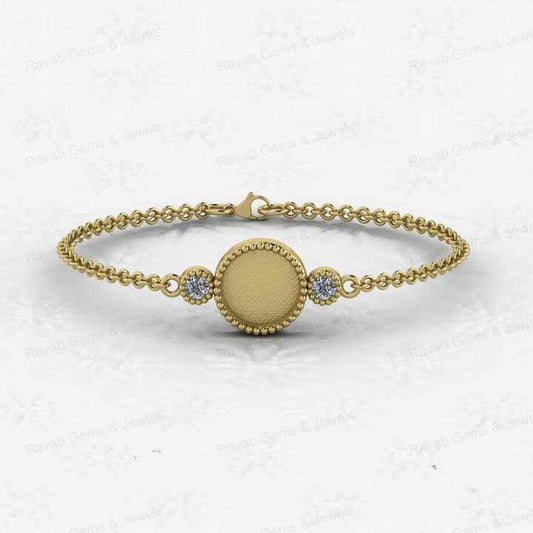 High Quality 925 Silver 18K Gold 10mm Round Coin Bezel Cup Base Semi Mount Setting CZ Chain Bracelet Jewelry Findings Components