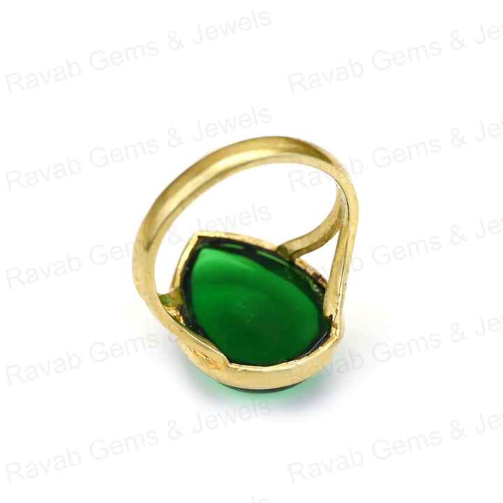 New Arrival Solid 925 Sterling Silver Chrome Diopside Hydro Pear Cabochon 10x14mm Bezel Setting 18k Gold Filled Ring for Women