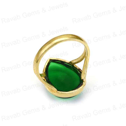 New Arrival Solid 925 Sterling Silver Chrome Diopside Hydro Pear Cabochon 10x14mm Bezel Setting 18k Gold Filled Ring for Women