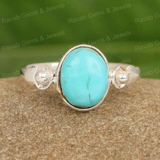 Ultimate Designer Women's Fashion Ring High Selling 925 Sterling Silver With Natural Arizona Turquoise 10x14mm Oval Cabochon