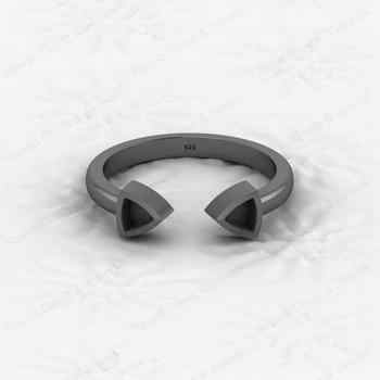 High Quality Genuine 925 Sterling Silver 5mm Trillion Black Setting Ring Handmade Ashes Resin Work Jewelry Findings