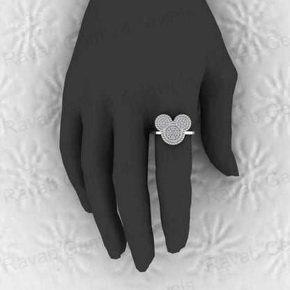 Top Trending Beautiful 925 Sterling Solid Silver CZ Pave Vermeil Eternity Micky Mouse Design Women Ring for Customized Jewelry