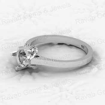 High Quality 925 Solid Silver 6mm Setting 4 Prongs Semi Mounting Crafted CZ Eternity Band Solitaire Ring Jewelry Components