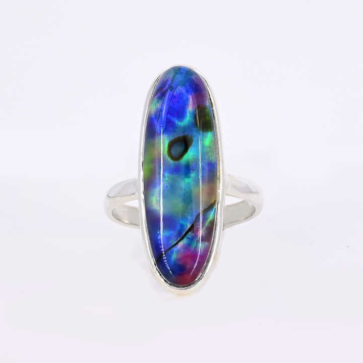 Best Selling Solid 925 Sterling Silver Abalone Shell Quartz 10x30mm Long Oval Bezel Setting Ring for Women Fine Handmade Jewelry