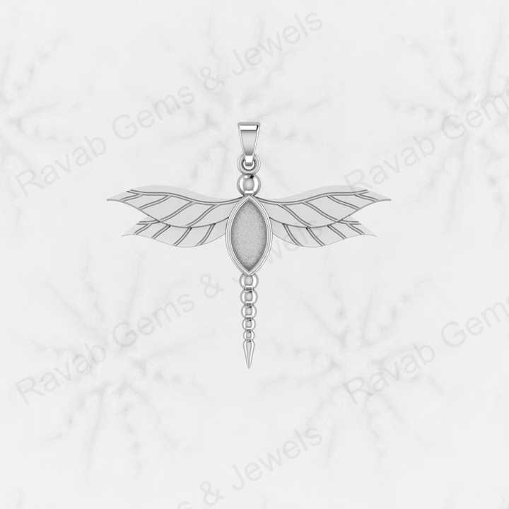 Genuine 925 Sterling Silver 40x28mm Butterfly Semi Mount Blank Setting Good Ashes Resin Work Jewelry Findings Components