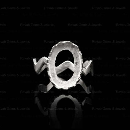 Best Selling Sterling Solid Silver 8x10mm Oval Shape Thunder Band Semi Mount Blank Bezel Set Ring Good for Gemstone and Resin