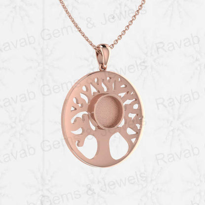 Top Quality 925 Silver 10mm Tree of Life Design Semi Mounting Blank Bezel Charm Pendant Setting for Resin & Ashes Work Jewelry