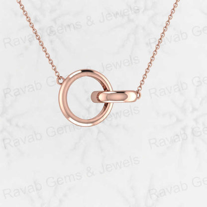 Top Quality Genuine Solid 925 Sterling Silver 26mm Interlocking Circles Charm Necklace Girlfriend Gift Memorial Fine Pendant